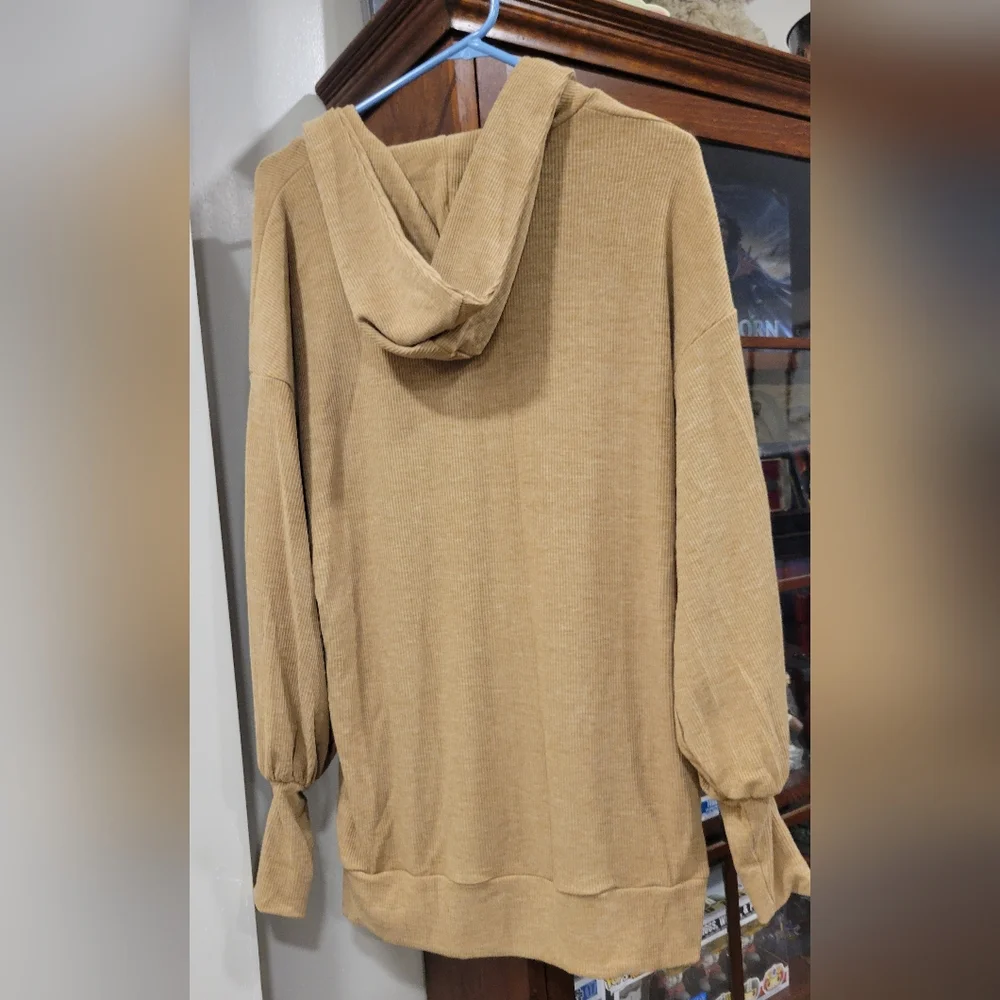 Tan Ribbed Cardigan - Picture 2 of 3